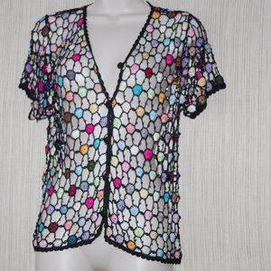 FEEL Black Floral crochet colorful Cover Up vest Women Top Size: S